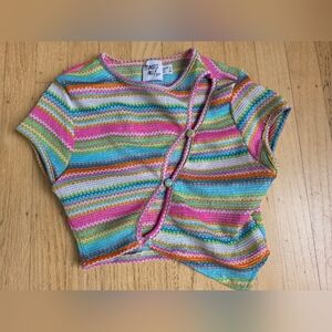 Princess Polly Bright Multicolor Striped Cropped Cardigan Size 2